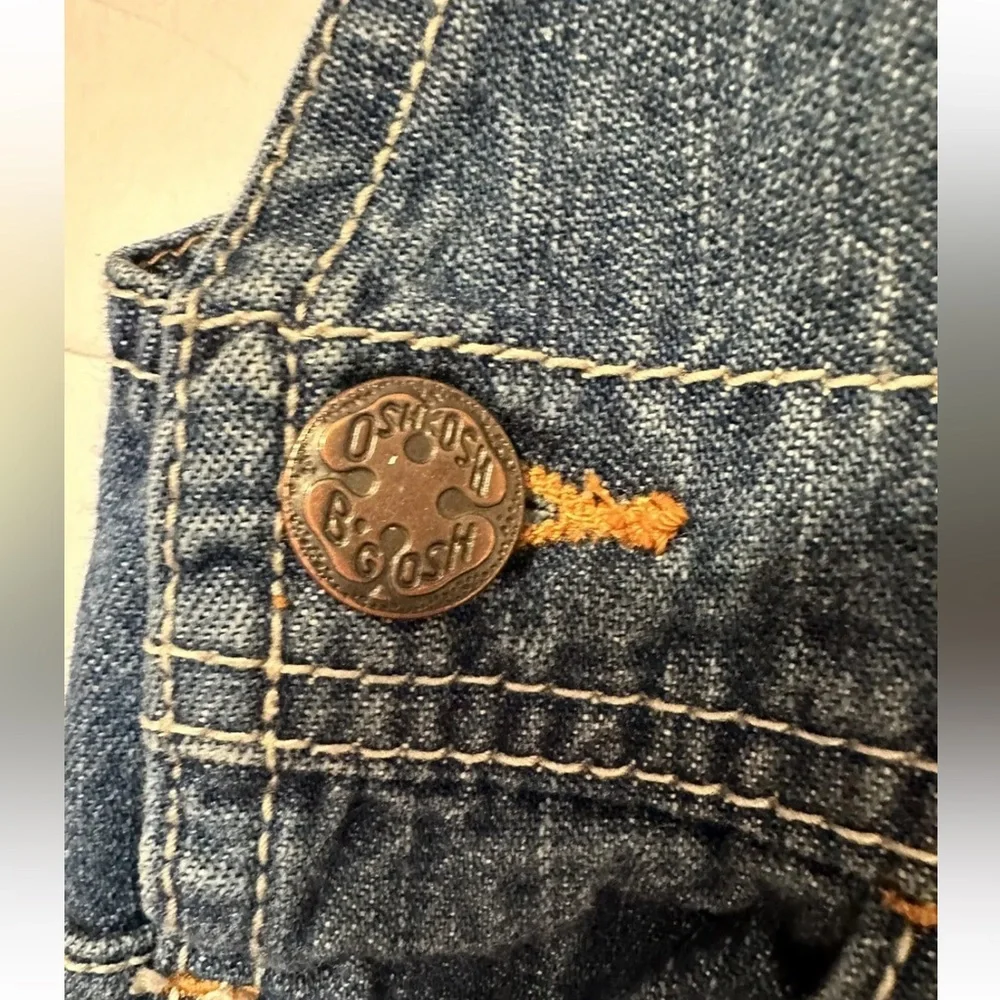 Vintage Oshkosh B'Gosh Baby Boy Size 12 Mth Blue Jean Carpenter Overalls Vestbak